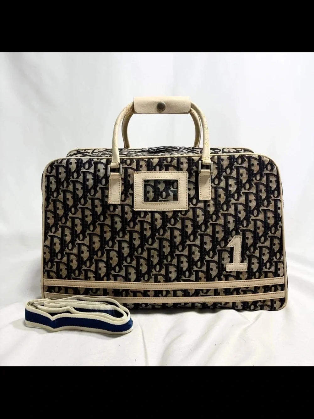 Dior Black & Beige Oblique Canvas Weekender Bag
